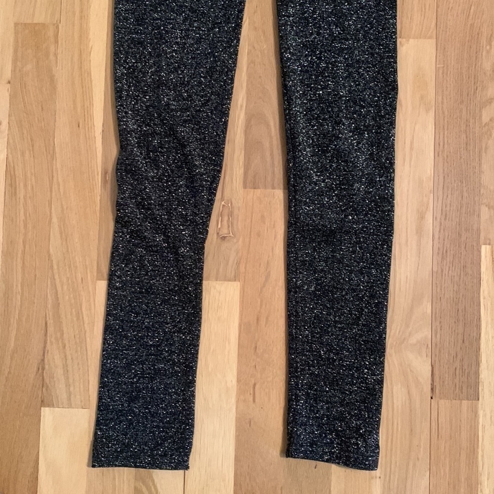 One 5 one Metallic Glitter High Waisted Leggings Black and Silvery Women’s S/M - Picture 4 of 11